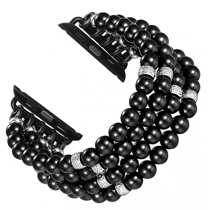 VipMarketim Ally Apple Watch 7-8 45mm 6-5-4 44mm Full Boncuk Taşlı Kordon Kayış 3-2-1 42mm-(5775)