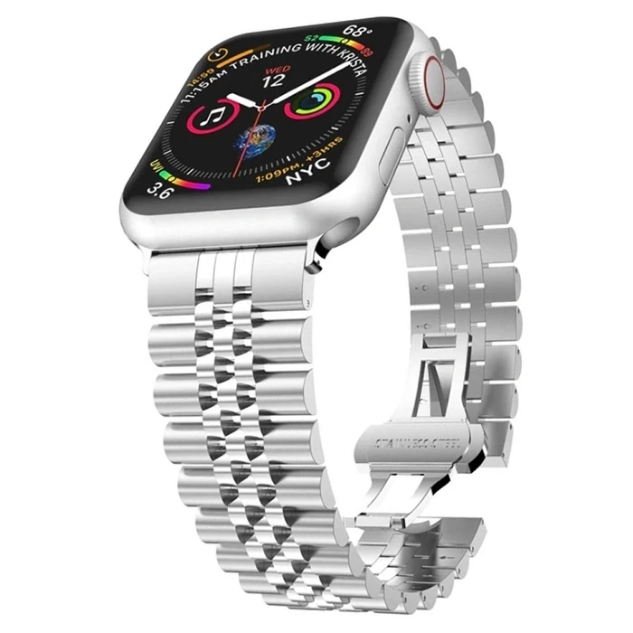 VipMarketim Ally Apple Watch 7-8 45mm 6-5-4 44mm Watch Ultra 49mm Kayış Kordon Paslanmaz Çelik 3-2-1 42mm-(5775)