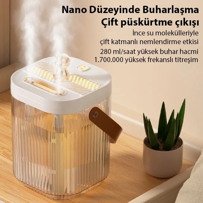 VipMarketim ALLY AquaBreeze 2000 Çift Buharlı 2L Ev Tipi Hava Nemlendirici-(5775)