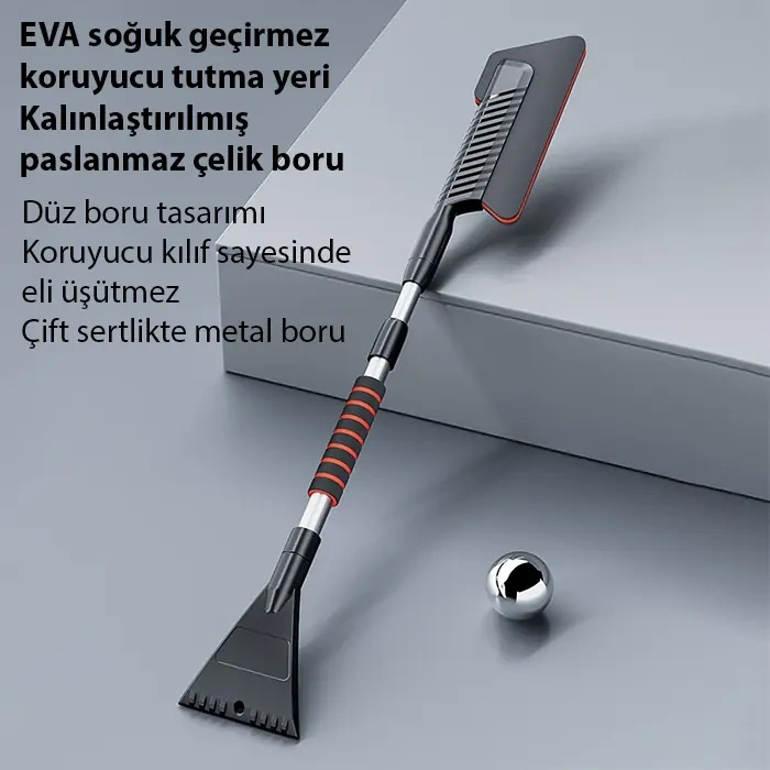 VipMarketim ALLY Araba Kar Fırçası Kar Küreği Teleskopik Döndürülebilir Araç Kar Fırçası-(5775)
