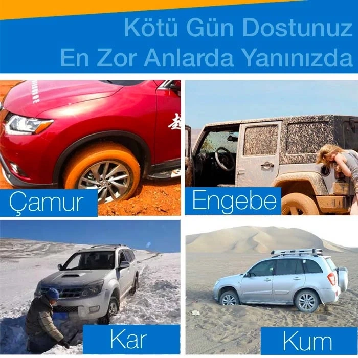 VipMarketim ALLY Araç Lastik Kar ve Çamur Paleti Tekerlek Patinaj Pedi Katlanabilir-(5775)