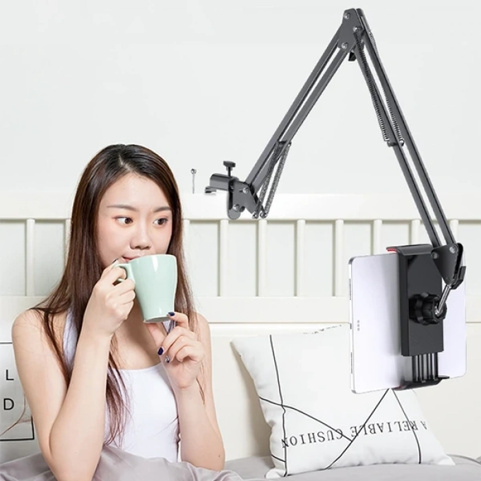 VipMarketim Ally Ayarlanabilir 360 Derece Teleskopik Metal Masa Üstü Telefon Tablet Tutucu-(5775)