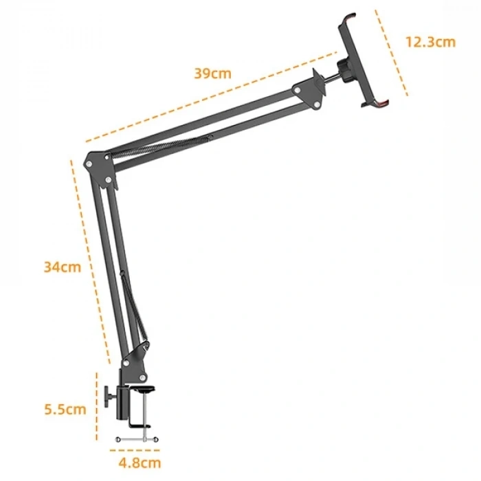 VipMarketim Ally Ayarlanabilir 360 Derece Teleskopik Metal Masa Üstü Telefon Tablet Tutucu-(5775)