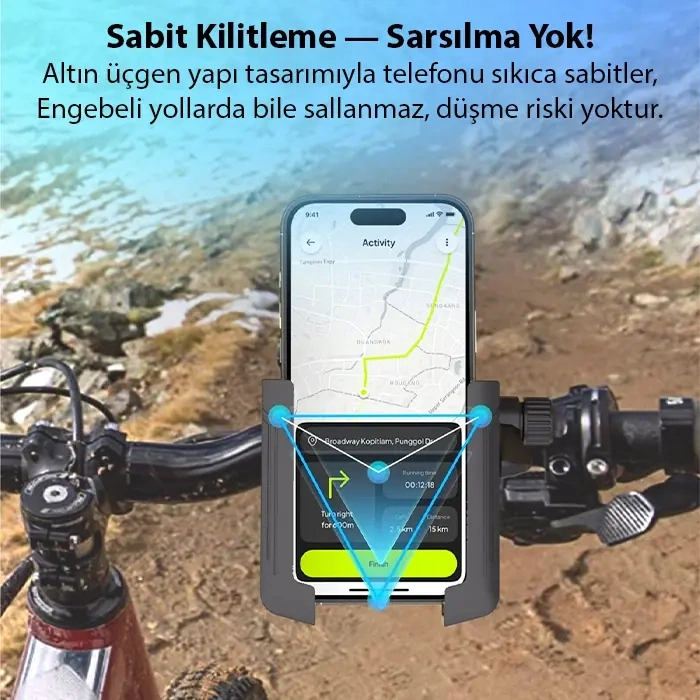 VipMarketim Ally Crown Gidon Bağlantılı Bisiklet ve Motosiklet Telefon Tutucu-(5775)