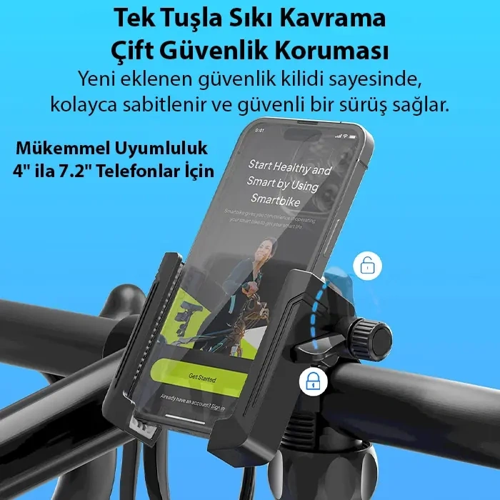 VipMarketim Ally Crown Gidon Bağlantılı Bisiklet ve Motosiklet Telefon Tutucu-(5775)