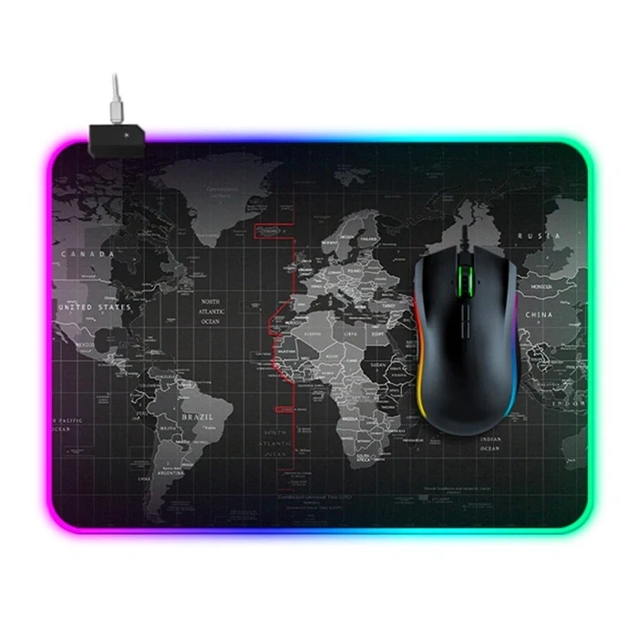 VipMarketim ALLY Dünya Desenli RGB Led Işıklı Oyuncu Mouse Pad 300*250*4MM-(5775)