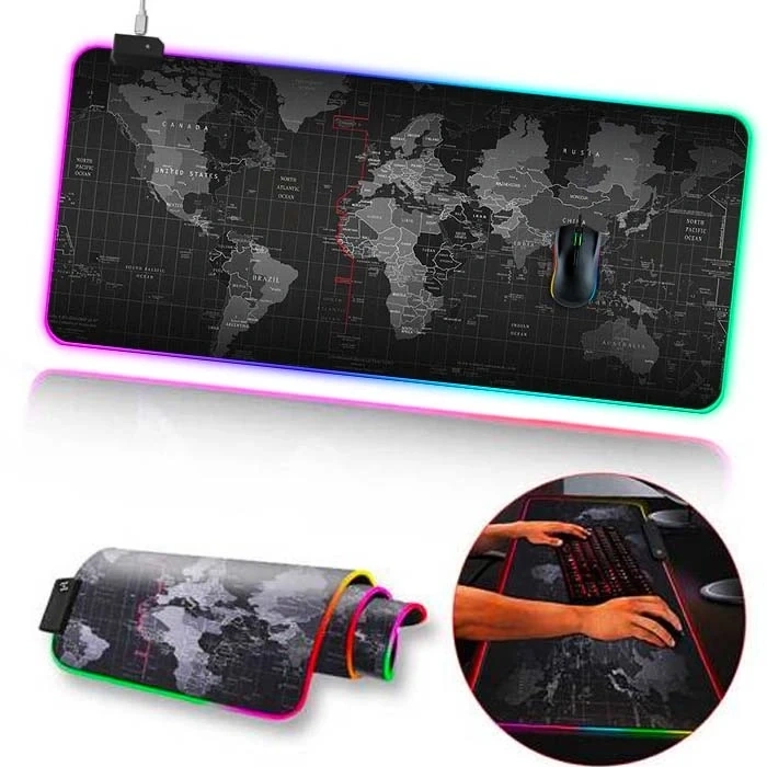 VipMarketim ALLY Dünya Desenli RGB Led Işıklı Oyuncu Mouse Pad 300*800*4MM-(5775)