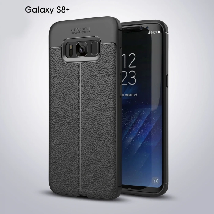 VipMarketim Ally Galaxy S8 Plus Litchi Tam Koruma Soft Silikon Kılıf-(5775)