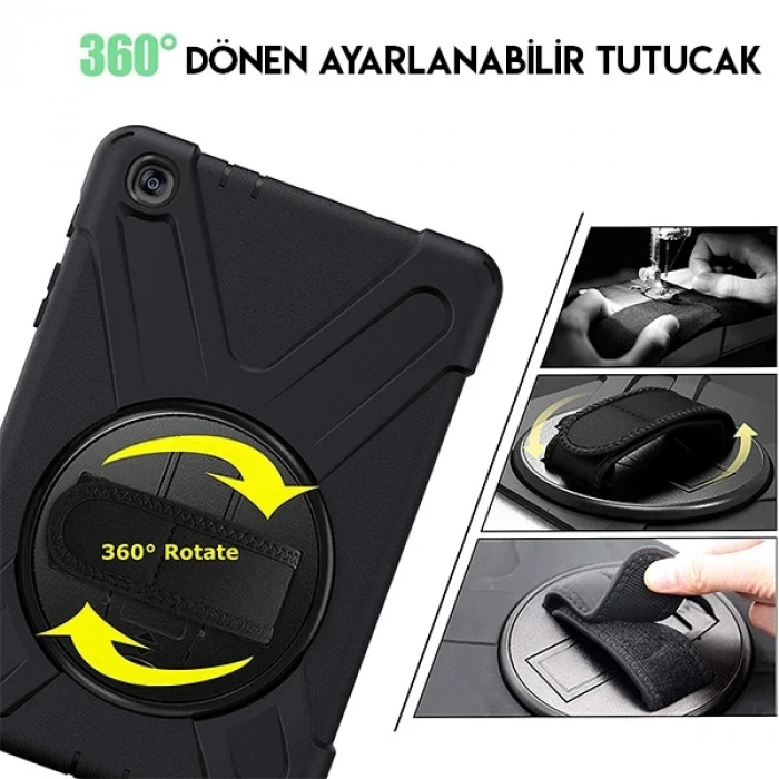 VipMarketim Ally Galaxy Tab P200-P205 3 Katmanlı Standlı Zırh Kılıf-Shockproof-(5775)