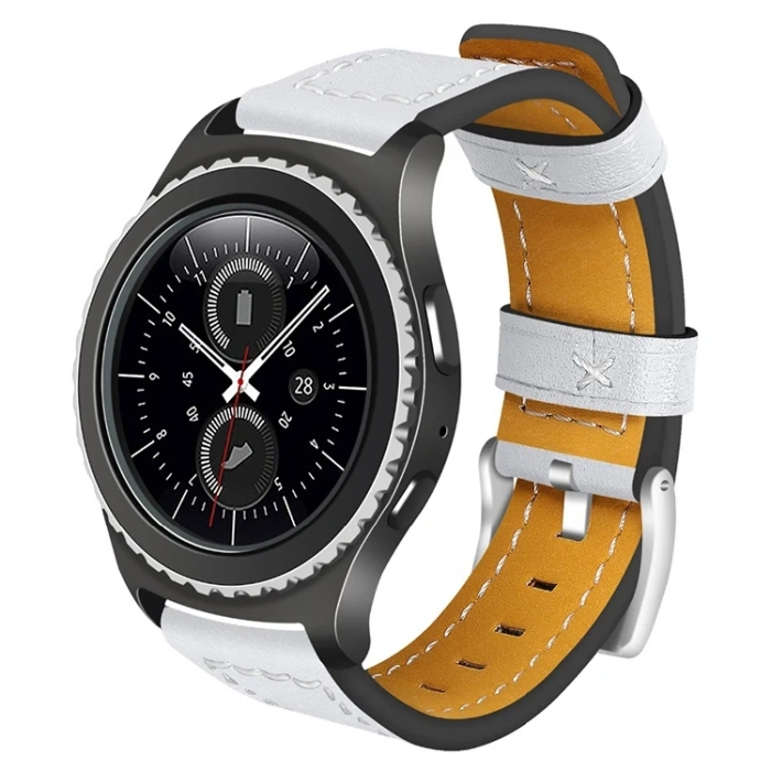 VipMarketim Ally Gear S3 Watch 4 46mm Classic Frontier Deri Dişli Kayış Kordon-(5775)