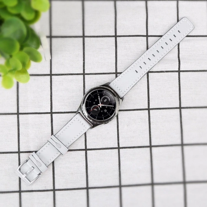 VipMarketim Ally Gear S3 Watch 4 46mm Classic Frontier Deri Dişli Kayış Kordon-(5775)
