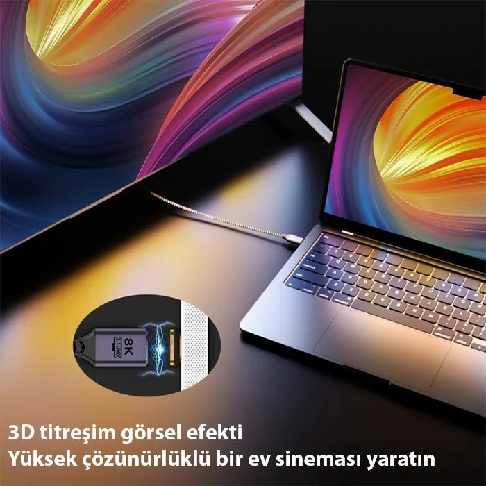 VipMarketim ALLY HDMI to HDMI 8K HD 2.1UHD Mıknatıs Başlıklı Kablo 1 Metre-(5775)