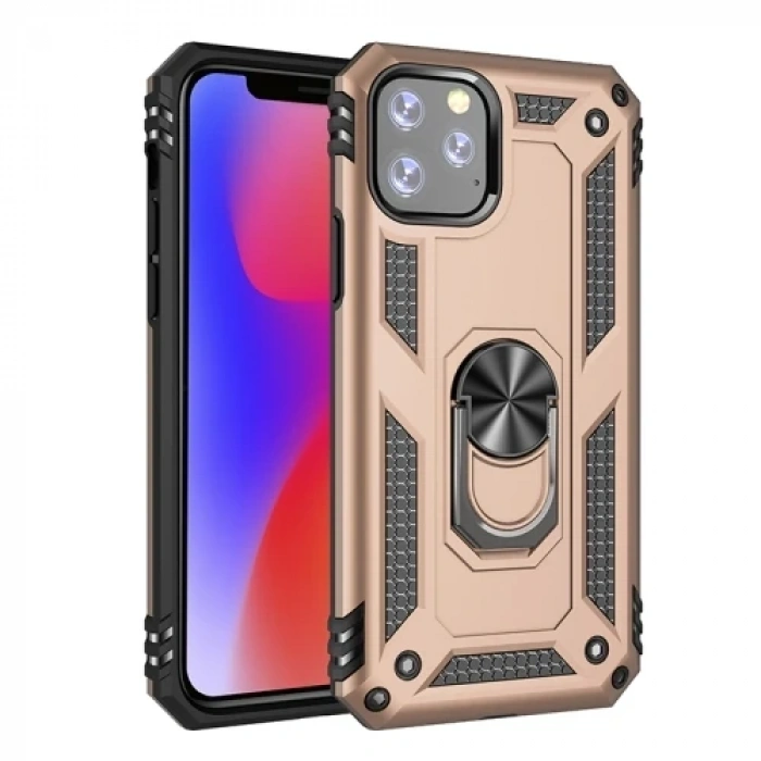 VipMarketim Ally iPhone 11 Pro 5.8 inch Yüzüklü Kılıf Armor Shockproof Ring kılıf-(5775)