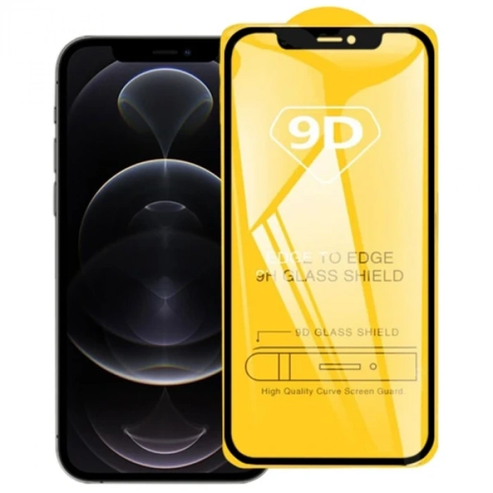 VipMarketim ALLY İPhone 12/12 Pro 6.1 9D Full Glue Tempered Cam Ekran Koruyucu-(5775)