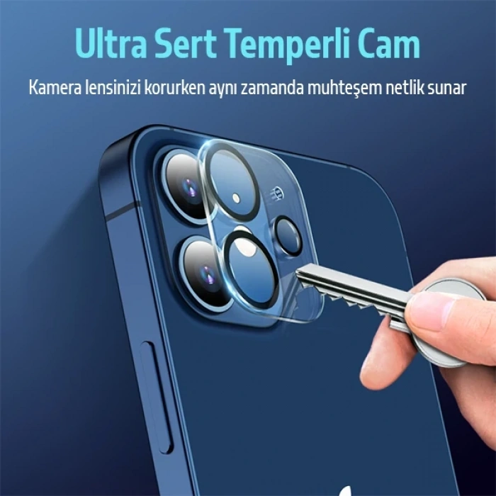 VipMarketim ALLY İPhone 12 Mini 3D Full Tempered Glass Cam Kamera Koruyucu-(5775)