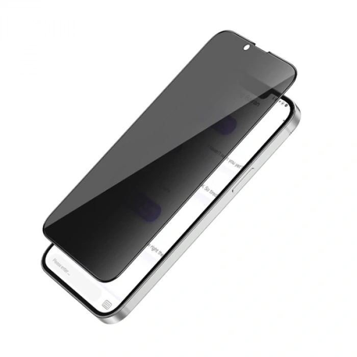 VipMarketim ALLY İPhone 13 Mini 3D Full Privacy Gizlilik Cam Ekran Koruyucu Anti-Spy-(5775)