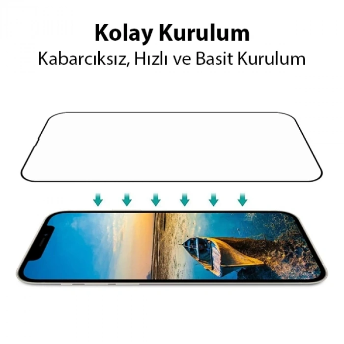 VipMarketim Ally iPhone 13 Mini 5.4 9D Full Tempered Cam Ekran Koruyucu-(5775)