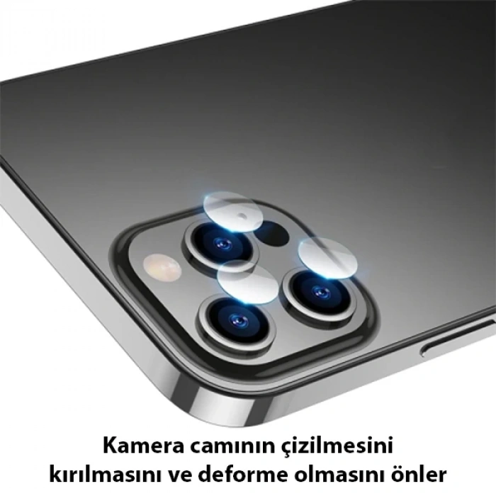 VipMarketim ALLY İPhone 13 Pro-13 Pro Max Tempered Glass Cam Kamera Koruyucu-(5775)