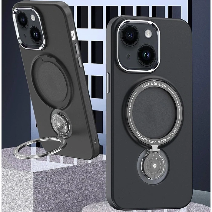 VipMarketim ALLY iPhone 14 İçin Magsafe Uyumlu Standlı Manyetik Silikon Kılıf-(5775)