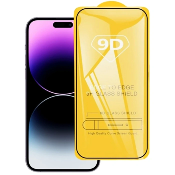 VipMarketim Ally iPhone 14 Pro 6.1 Full Glue-Tempered Cam Ekran Koruyucu-(5775)