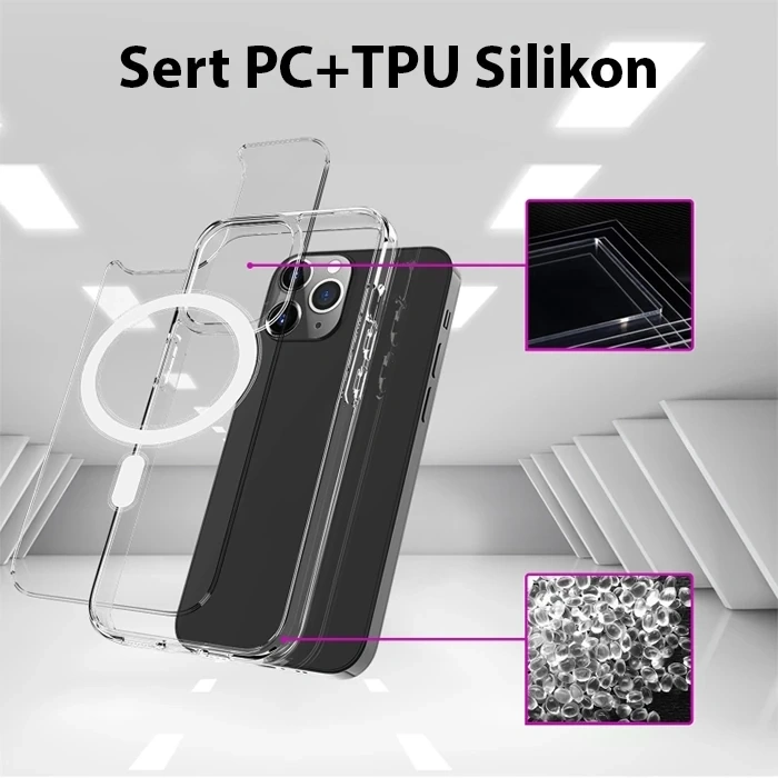 VipMarketim ALLY iPhone 14 Pro 6.1inç Magsafe Uyumlu Manyetik Sert Silikon Kılıf-(5775)