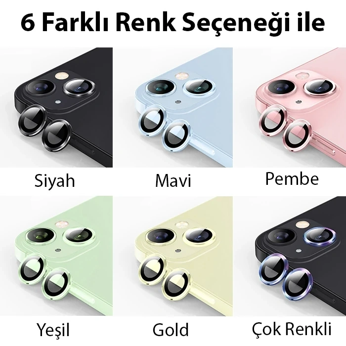 VipMarketim ALLY iPhone 15/15 Plus Tempered Kamera Lens Koruma Camı-(5775)