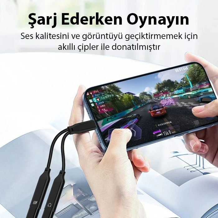 VipMarketim Ally İphone 15 İçin Type-c Şarj + kulaklık 2İn1 Çevirici Adaptör 60W-(5775)