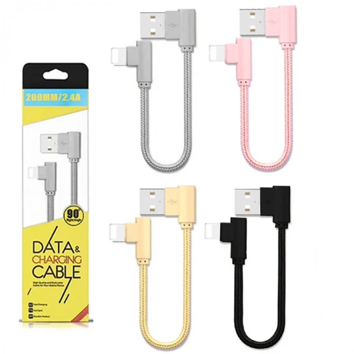 VipMarketim Ally İphone Lightning Eğik Başlı Halat Usb Kablo 20cm-(5775)
