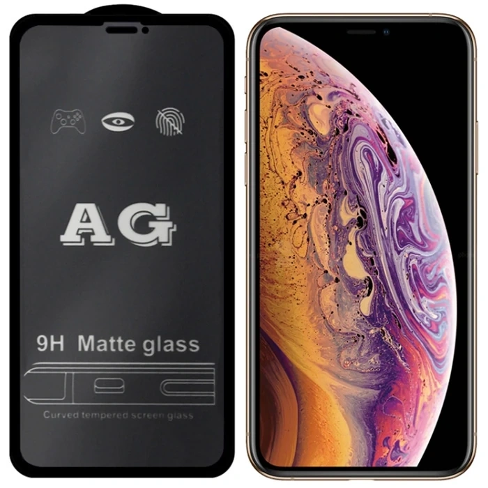VipMarketim ALLY İPhone XS Max - 11 Pro Max 6.5inç Full Glue Matte Tempered Cam Ekran Koruyucu-(5775)