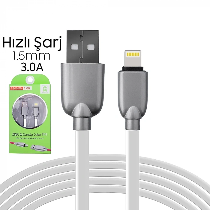 VipMarketim Ally İphone5s6s788 Plus Zinc Alloy Dayanıklı 3.0a 1.5mm Usb Kablo-(5775)