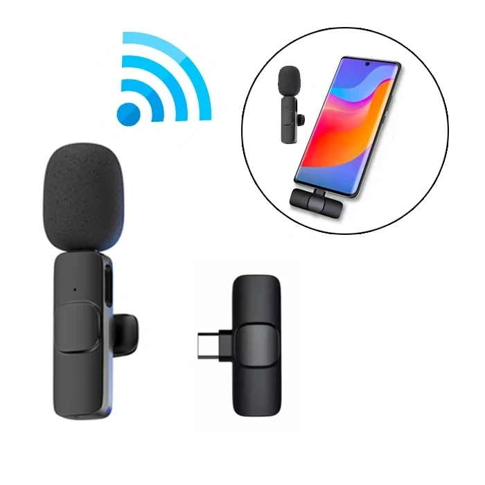 VipMarketim Ally K8 Lightning iPhone Tak Konuş Wireless Kablosuz Mini Yaka Mikrofonu Canlı Yayın Mikrofonu-(5775)