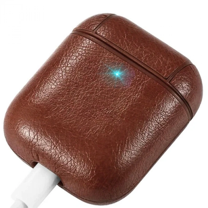 VipMarketim Ally Leather Case Apple Airpods 1-2 PU Deri Koruma Kılıfı-(5775)