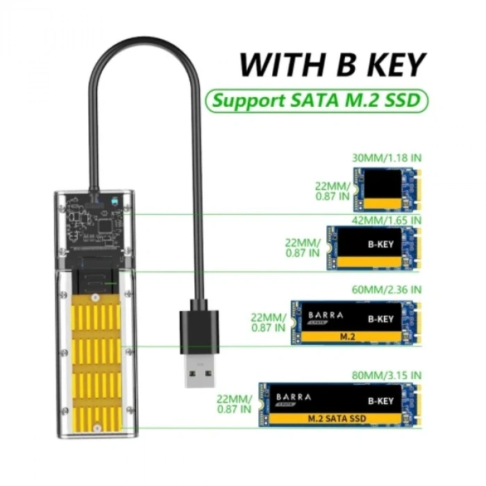 VipMarketim ALLY M.2 Sata USB 3.0 Gen1 SSD Harddisk Kutusu M.2 NGFF- JMS578 Kapaklı-(5775)
