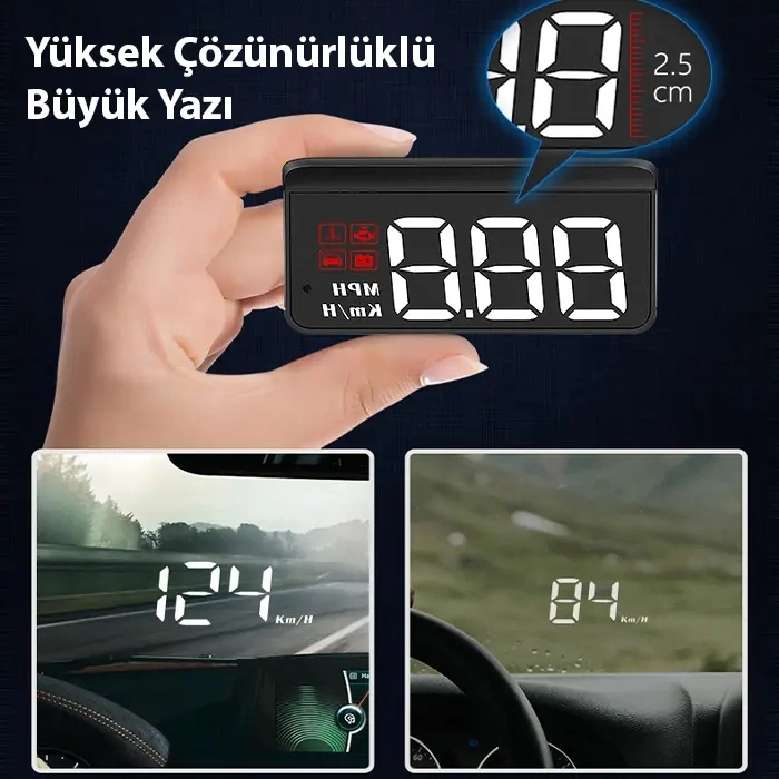 VipMarketim ALLY M3 HUD OBD2 Head-Up Display Dijital Hız Göstergesi E-OBD ve GPS Destekli OBD Arayüzlü - Alarmlı Ön Cam Ekran Projektör-(5775)