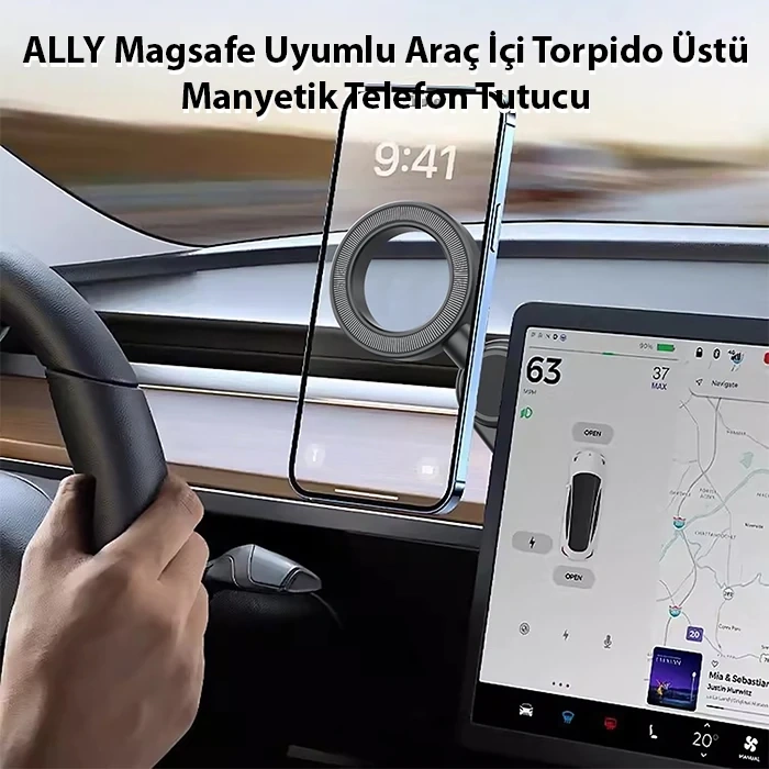 VipMarketim ALLY Magsafe Uyumlu Araç İçi Torpido Üstü Manyetik Telefon Tutucu-(5775)