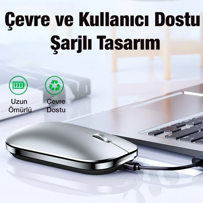 VipMarketim ALLY MC 502 Kablosuz 2.4 Bluetooth Mouse Type-C Şarjlı Premium-(5775)