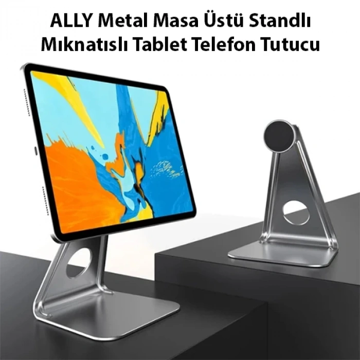 VipMarketim ALLY Metal Masa Üstü Standlı Mıknatıslı Tablet Telefon Tutucu-(5775)