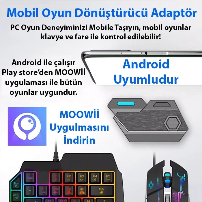 VipMarketim ALLY Mix Elite Plus - PUBG denetleyicisi için Gamepad mobil oyun klavye Mouse dönüştürücü Bluetooth Android oyun adaptörü-(5775)
