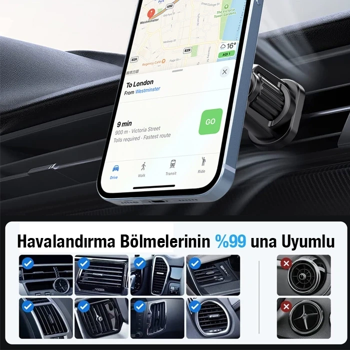 VipMarketim ALLY ML-216 MagSafe Araç İçi Havalandırma Telefon Tutucu-(5775)