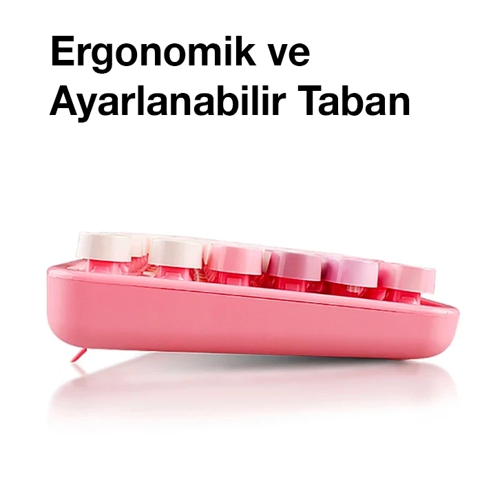 VipMarketim ALLY Mofi SWEET 2.4G Retro Kablosuz Q Klavye Oyuncu Klavye ve Mouse Seti-(5775)