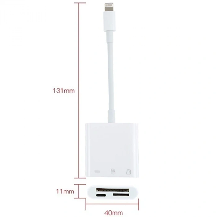 VipMarketim ALLY NK-101Y Pro 3 İn 1 İPhone Lightning to SD-TF Çevirici Adaptör-(5775)