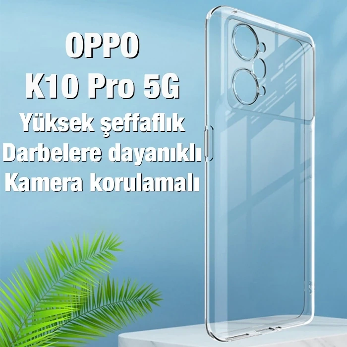 VipMarketim Ally OPPO K10 Pro 5G Kılıf Kamera Korumalı Ultra İnce Şeffaf Silikon Kılıf-(5775)