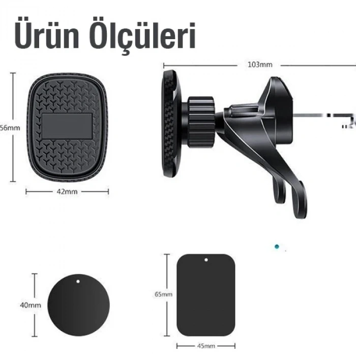 VipMarketim Ally Oto Araç Havalandırma Klima Bölmesi Manyetik Araç içi Telefon Tutucu-(5775)
