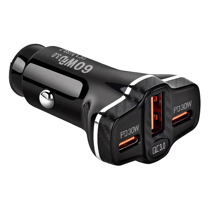VipMarketim ALLY PD62 2xType-C + USB 78W Araç Çakmaklık Hızlı Şarj Aleti Araç Şarjı-(5775)