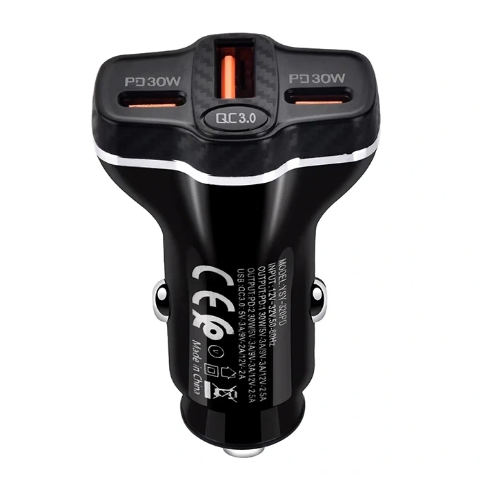 VipMarketim ALLY PD62 2xType-C + USB 78W Araç Çakmaklık Hızlı Şarj Aleti Araç Şarjı-(5775)