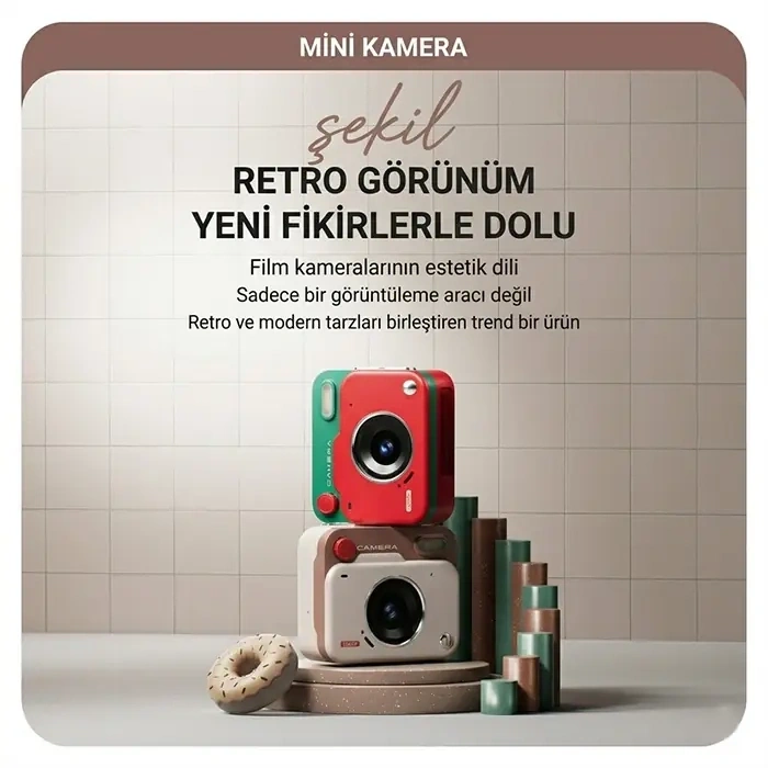 VipMarketim Ally PixMini Retro Video Dijital Kamera Ağ Kamerası DVR 1080P HD-(5775)