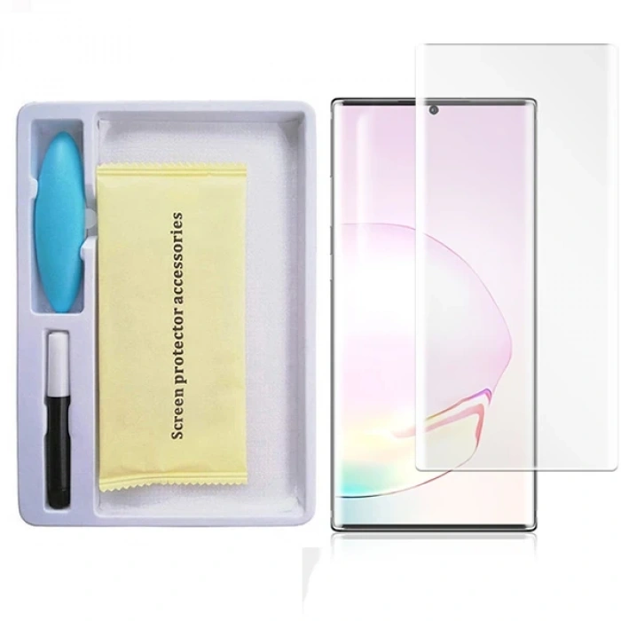 VipMarketim Ally Sm Galaxy Note 20 Full Uv Liquid+Uv Işık 3d Kırılmaz Cam Ekran Koruyucu-(5775)