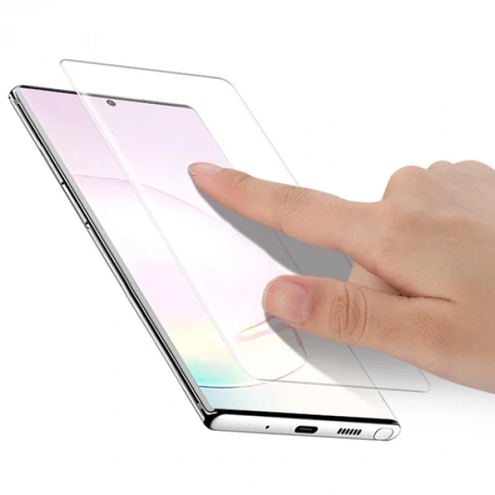 VipMarketim Ally Sm Galaxy Note 20 Full Uv Liquid+Uv Işık 3d Kırılmaz Cam Ekran Koruyucu-(5775)