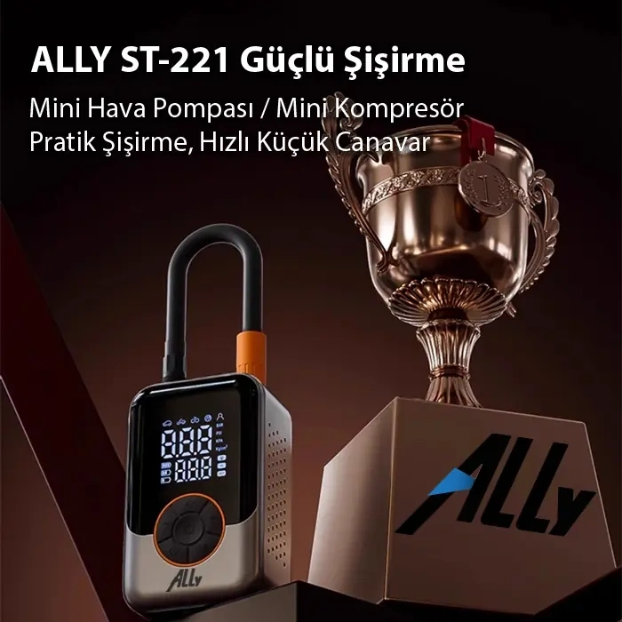 VipMarketim ALLY ST-221D Pro Akıllı Hava Kompresörü Araç kablosuz hava pompası-(5775)