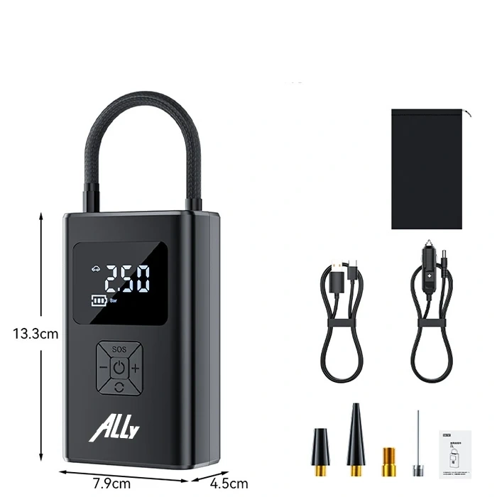 VipMarketim ALLY ST-5522 Şarjlı lastik şişirme hava kompresör pompası 12V LED ışıklı-(5775)